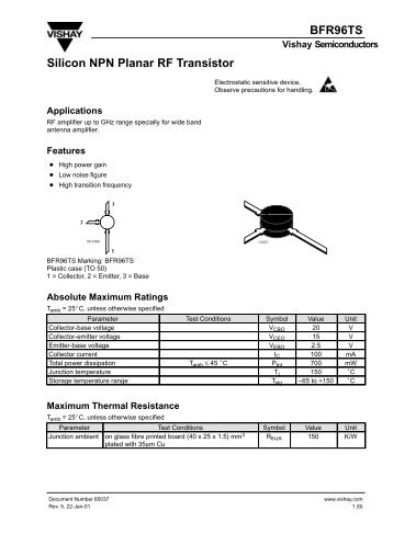 BFR96TS Silicon NPN Planar RF Transistor