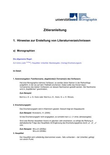 Zitieranleitung - Geographisches Institut der Universität Bonn