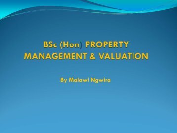 BSc (Hon) PROPERTY MANAGEMENT & VALUATION