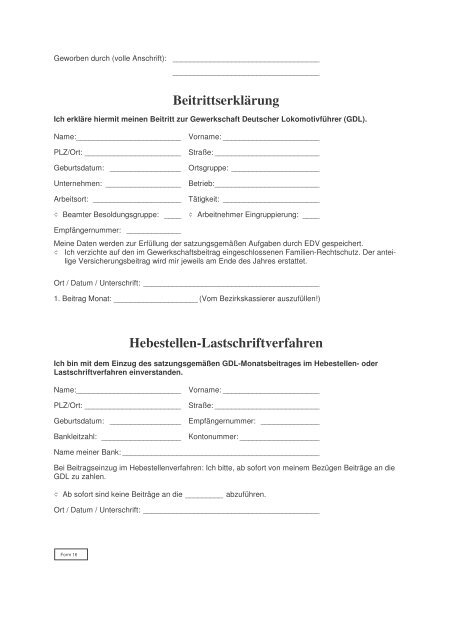 Beitrittserklärung Hebestellen-Lastschriftverfahren - Offenburg