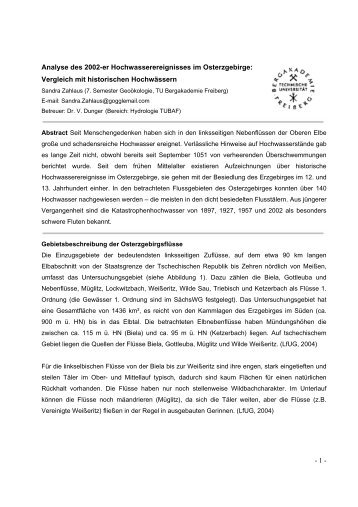 Analyse des 2002-er Hochwasserereignisses im Osterzgebirge - TU ...