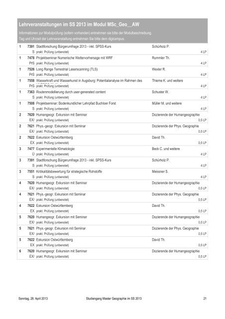 Master Geographie - Universität Augsburg