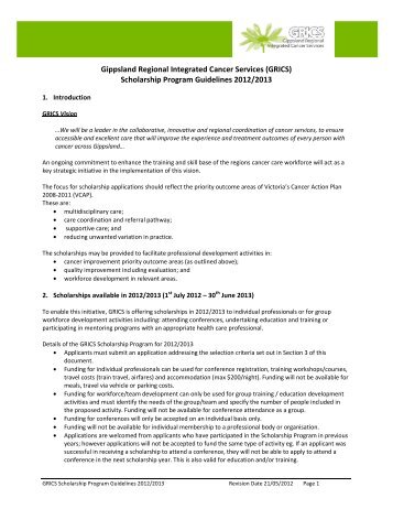 (GRICS) Scholarship Program Guidelines 2012/2013
