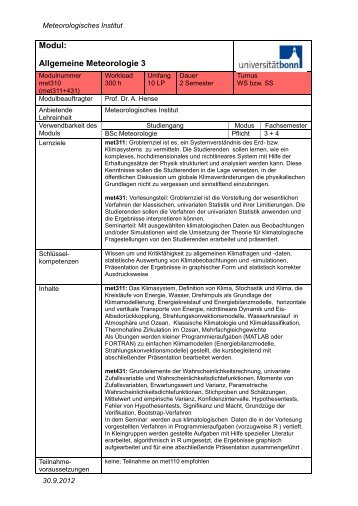 Modul: Allgemeine Meteorologie 3