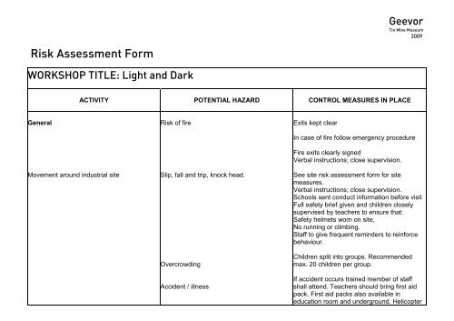 Light and Dark Risk Assessment.pdf - Geevor Tin Mine
