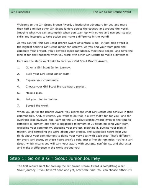 The Girl Scout Bronze Award - Girl Scouts of Greater Iowa
