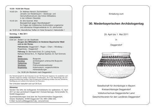 30. Niederbayerischen Archäologentag - Gesellschaft für ...