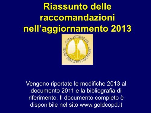 Progetto strategico mondiale per la diagnosi, trattamento e ... - GOLD