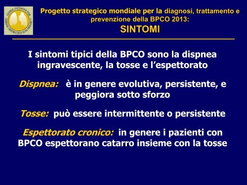 Progetto strategico mondiale per la diagnosi, trattamento e ... - GOLD