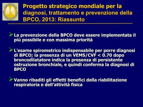 Progetto strategico mondiale per la diagnosi, trattamento e ... - GOLD