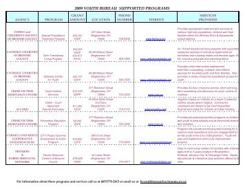 2009 youth bureau supported programs - Broome County