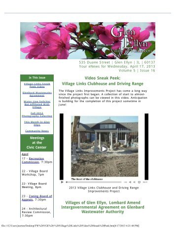 eNewsletter 04/17/13 - The Village of Glen Ellyn