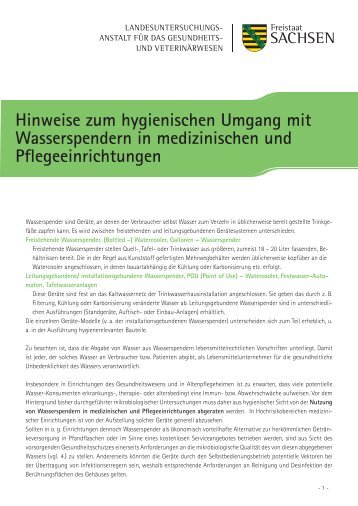 Wasserspender in medizinischen und Pflegeeinrichtungen