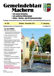 Amtsblatt Nr. 203 Oktober 2011 - Gemeinde Machern