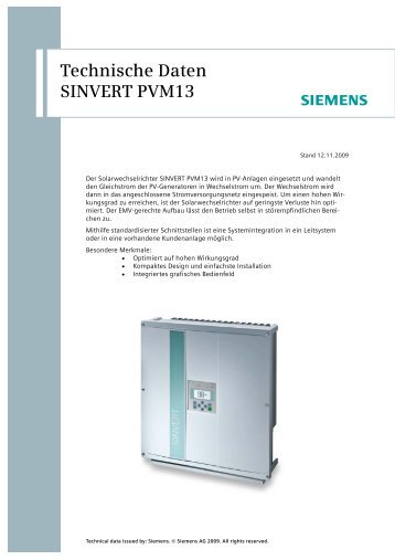 Technische Daten SINVERT PVM13 - RICHTER SOLAR GmbH ...