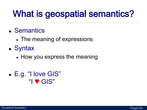 Guest lecture: Geospatial Semantics