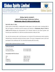 Globus Spirits Limited's Q4 & FY13 Earnings Conference Call on ...