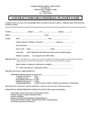 Contract for Football Playoff Games - Georgia High School Association