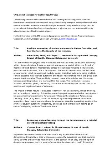 Poster-abstracts-care-vol-3-no-1 - Glasgow Caledonian University