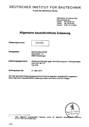 Zulassung AVD - geba Brandschutz