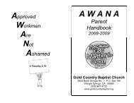Awana Handbook 1995 - Gold Country Baptist Church