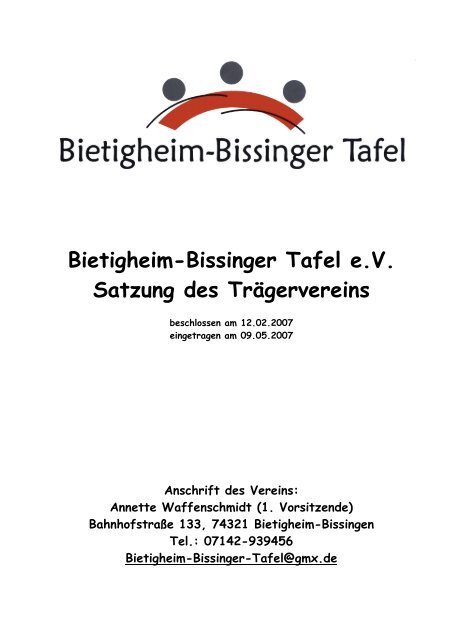 Satzung des Trägervereins Bietigheim-Bissinger Tafel e.V.