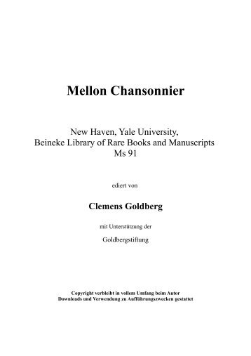 Mellon Chansonnier - Goldberg Stiftung