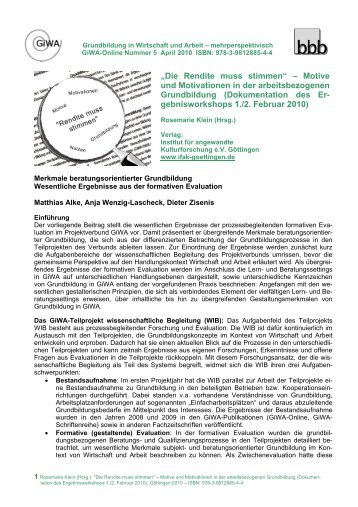 Matthias Alke , Anja Wenzig -Lascheck, Dieter Zisenis (pdf) - GiWA