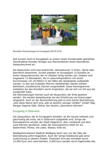 Besondere Steinsetzungen im Europapark Klagenfurt - Geomantie ...