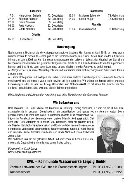 Amtsblatt Nr. 221 April 2013 - Gemeinde Machern