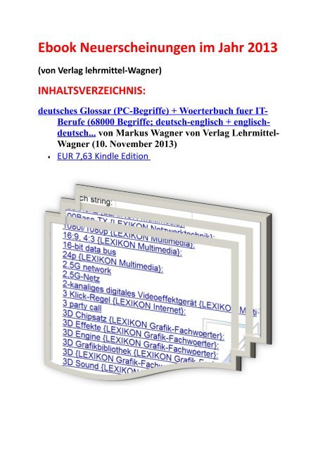 NEW ebooks 2013 (dictionary mechatronics technical english-german): Neuerscheinungen Woerterbuch Technisches Englisch Mechatronik Maschinenbau EDV Lexikon Glossar Elektronik