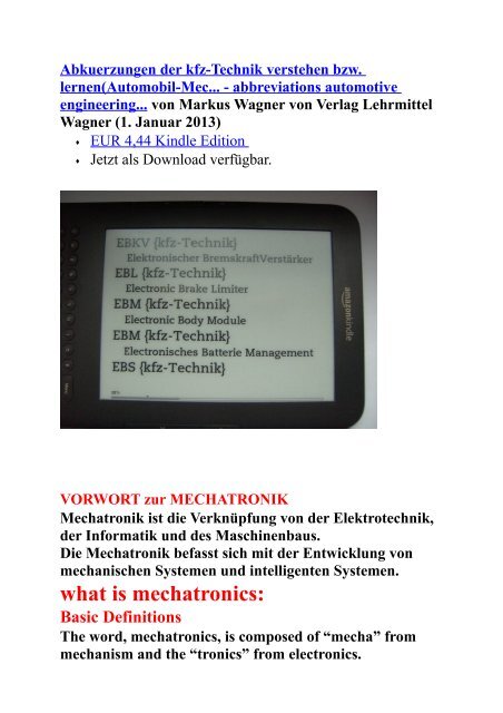 NEW ebooks 2013 (dictionary mechatronics technical english-german): Neuerscheinungen Woerterbuch Technisches Englisch Mechatronik Maschinenbau EDV Lexikon Glossar Elektronik