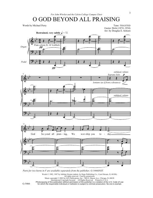 O God Beyond All Praising Gia Publications - 