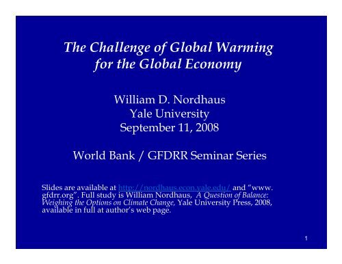 The Challenge of Global Warming for the Global Economy - GFDRR