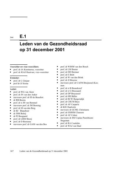 Jaarverslag 2001 - Gezondheidsraad