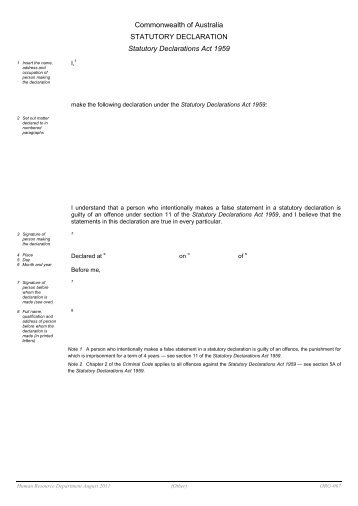 Statutory Declaration June 2011 Other