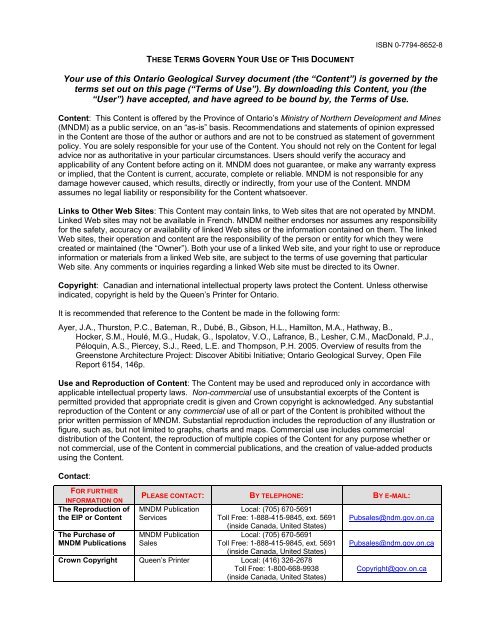 Overview of Results from the Greenstone ... - Geology Ontario