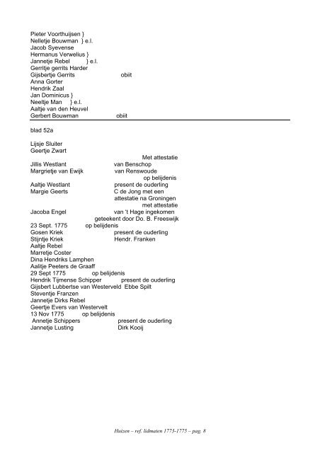 Huizen, transcriptie ref. lidmaten 1773-1775 - Geneaknowhow.net