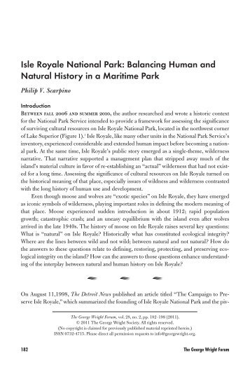 Isle Royale National Park - The George Wright Society