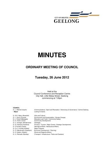 Council Minutes - 26 June 2012 - City of Greater Geelong