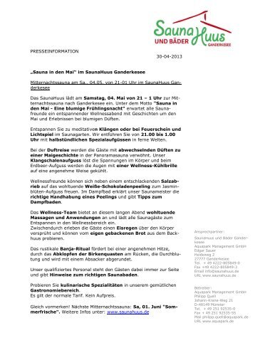 SaunaHuus_Vorlage PR-Text - Gemeinde Ganderkesee