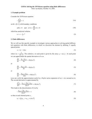 GS534: Solving the 1D Poisson equation using finite differences ...
