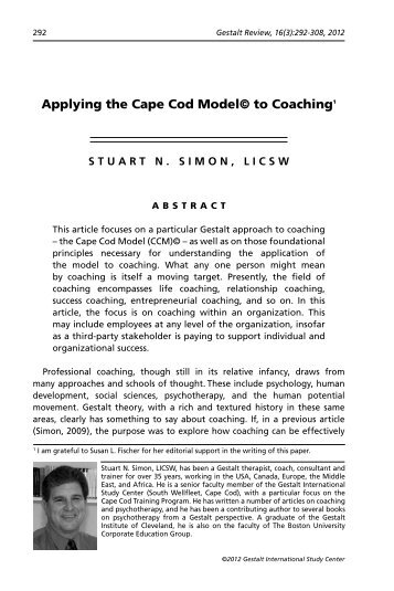 Applying the Cape Cod Model © to Coaching - Gestalt International ...