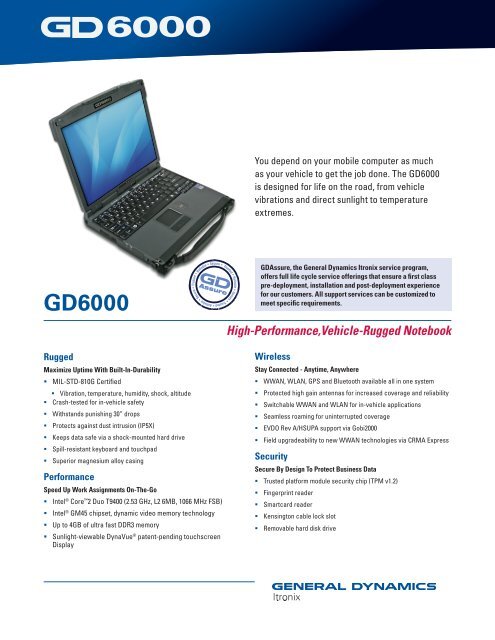 GD6000 Datasheet - General Dynamics Itronix