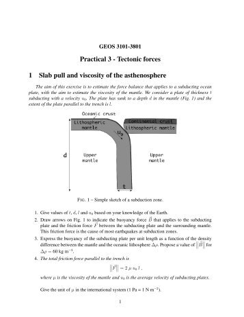 Practical 3 - Tectonic forces 1 Slab pull and viscosity of the ...