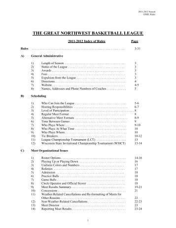 THE GREAT NORTHWEST BASKETBALL LEAGUE