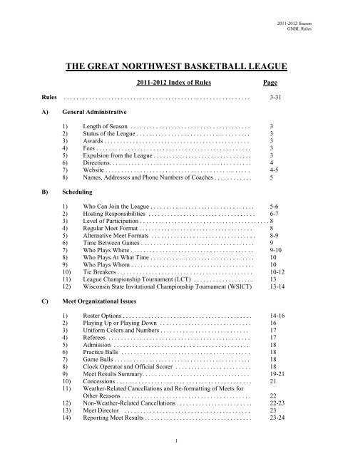 THE GREAT NORTHWEST BASKETBALL LEAGUE