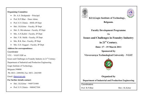 Issues and Challenges in Foundry Industry in 21 Century.