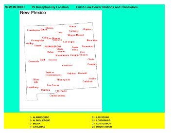 NEW MEXICO TV Reception By Location Full & Low Power Stations ...