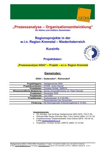 „Prozessanalyse – Organisationsentwicklung“ - Stadtgemeinde Gföhl